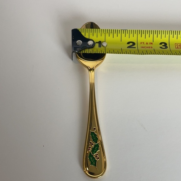 Retroneu Japan 24 k gold plated Spoons desert/appetizer Christmas Holly Design - Picture 3 of 14